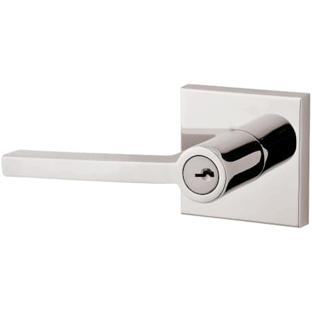 Baldwin Square Single Cylinder Keyed Entry Door Lever Set with Contemporary Square Rose Lifetime Polished Nickel