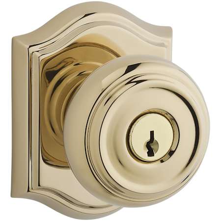 Baldwin Traditional Single Cylinder Keyed Entry Door Knob with Arch Rose Lifetime Polished Brass