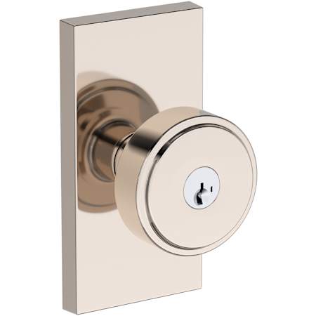 Baldwin Vashon Single Cylinder Keyed Entry Door Knob Set with Contemporary 5" Rose and SmartKey SC1 Keyway from the Reserve Collection Lifetime Polished Nickel
