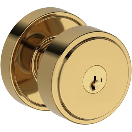 Baldwin Vashon Single Cylinder Keyed Entry Door Knob Set with Recessed Round Rose and SmartKey from the Reserve Collection Lifetime Polished Brass