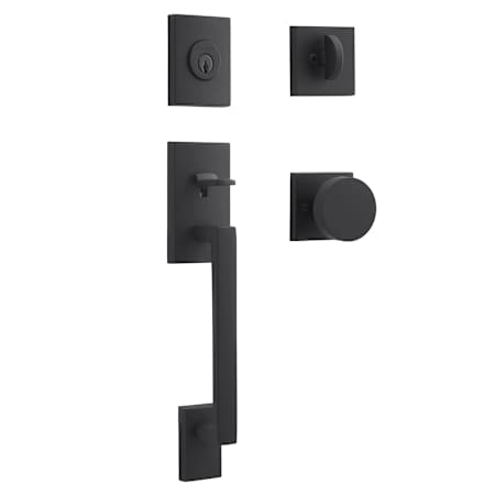 Baldwin Full Dummy La Jolla Handleset Round Knob and Traditional Square Rose Satin Black