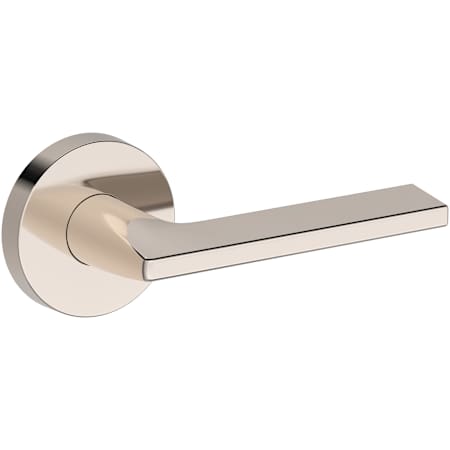Baldwin Anaheim Hills Non-Turning Two-Sided Dummy Door Lever Set with Contemporary Round Rose from the Reserve Collection Lifetime Polished Nickel