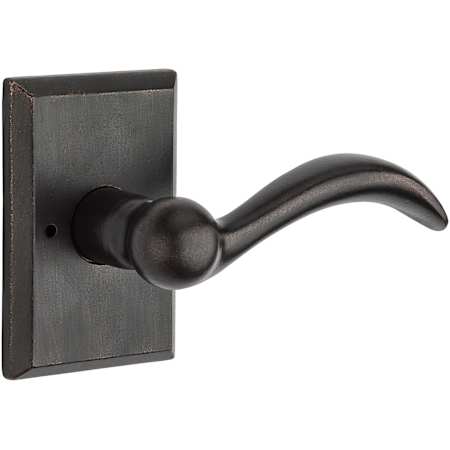 Baldwin Arch Right Handed Non-Turning Two-Sided Through-Door Dummy Door Lever Set with Rustic Square Rose Dark Bronze