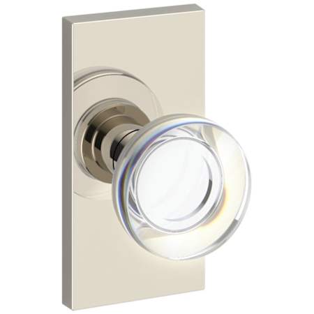 Baldwin Contemporary Crystal Non-Turning Two-Sided Dummy Door Knob Set with Contemporary 5 Inch Rose from the Reserve Collection Lifetime Polished Nickel