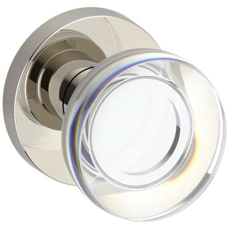 Baldwin Contemporary Crystal Non-Turning Two-Sided Dummy Door Knob Set with Contemporary Round Rose from the Reserve Collection Lifetime Polished Nickel