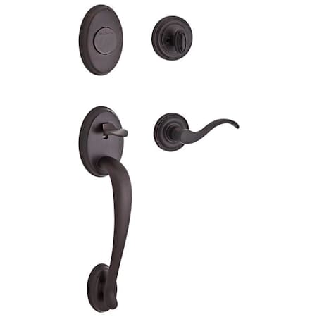 Baldwin Columbus Left Handed Dummy Handleset with Traditional Round Rose and Curve Lever on Interior Venetian Bronze