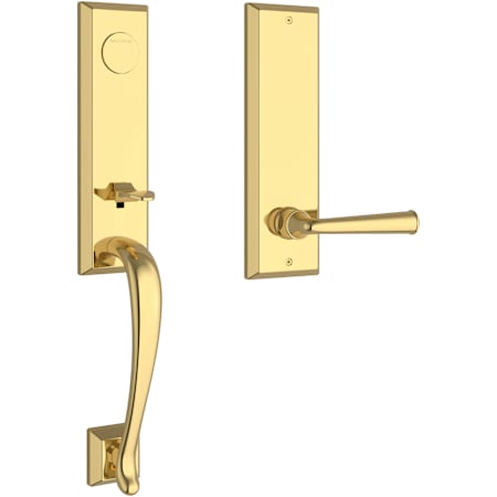 Baldwin Del Mar Full Dummy One Piece Handleset with Non-Turning Dummy Interior Federal Lever Lifetime Polished Brass