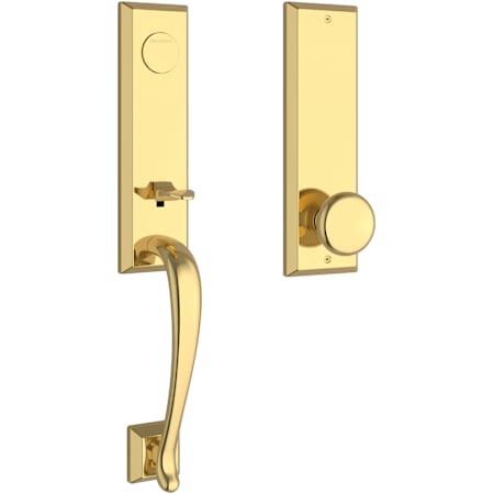 Baldwin Del Mar Full Dummy One Piece Handleset with Non-Turning Dummy Interior Round Knob Lifetime Polished Brass