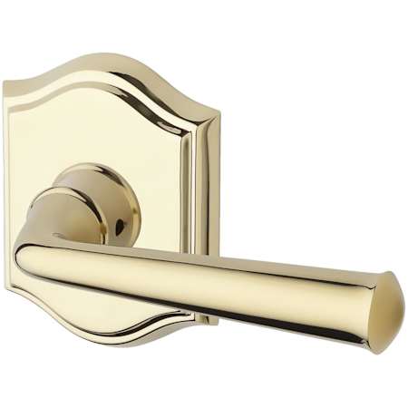 Baldwin Federal Non-Turning Two-Sided Through-Door Dummy Door Lever Set with Arch Rosette from the Reserve Collection Lifetime Polished Brass