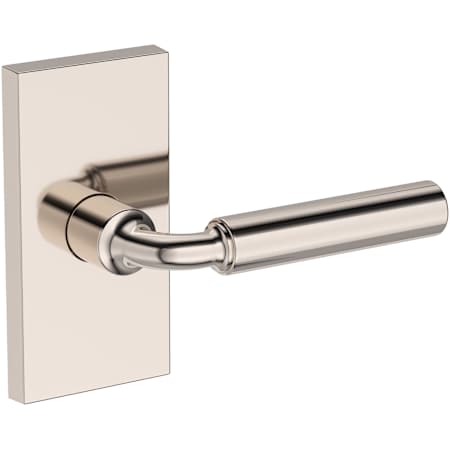 Baldwin La Conner Non-Turning Two-Sided Dummy Door Lever Set with Contemporary 5" Rose from the Reserve Collection Lifetime Polished Nickel