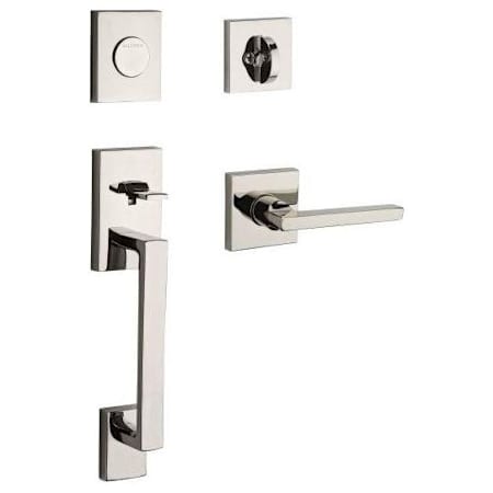 Baldwin La Jolla Full Dummy Sectional Handleset with Non-Turning Dummy Interior Square Lever Lifetime Polished Nickel