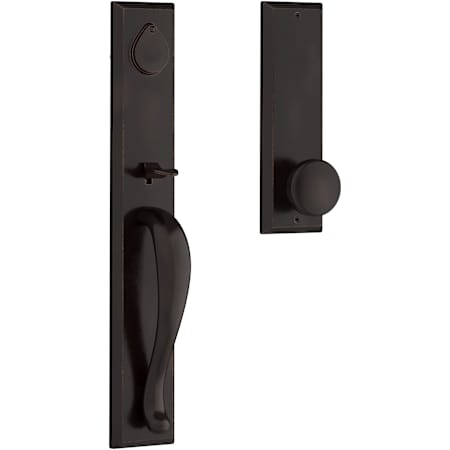 Baldwin Longview Full Dummy Full Plate Handleset with Non-Turning Dummy Interior Rustic Knob Dark Bronze