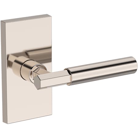 Baldwin Riddling Non-Turning Two-Sided Dummy Door Lever Set with Contemporary 5" Rose from the Reserve Collection Lifetime Polished Nickel