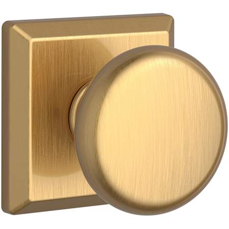 Baldwin Round Non-Turning Two-Sided Dummy Door Knob Set with Square Rose Lifetime Satin Brass