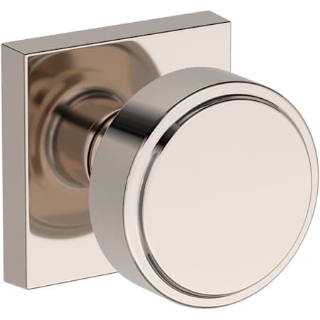 Baldwin Vashon Non-Turning Two-Sided Dummy Door Knob Set with Contemporary Square Rose from the Reserve Collection Lifetime Polished Nickel