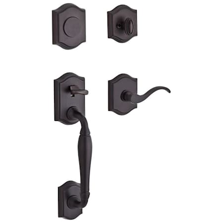 Baldwin Westcliff Left Handed Dummy Handleset with Traditional Arch Rose and Curve Lever on Interior Venetian Bronze