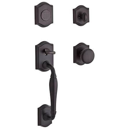 Baldwin Westcliff Dummy Handleset with Traditional Arch Rose and Round Knob on Interior Venetian Bronze