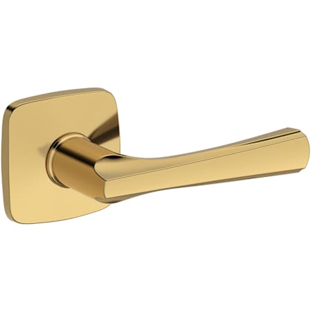 Baldwin Wyndcliff Non-Turning Two-Sided Dummy Door Lever Set with Soft Square Rose from the Reserve Collection Lifetime Polished Brass