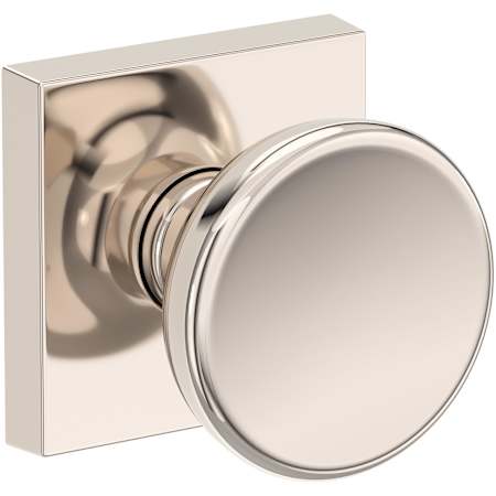 Baldwin Solvang Non-Turning Two-Sided Dummy Door Knob Set with Contemporary Square Rose from the Reserve Collection Lifetime Polished Nickel