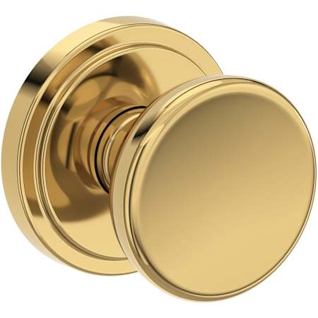 Baldwin Solvang Non-Turning Two-Sided Dummy Door Knob Set with Stepped Round Rose from the Reserve Collection Lifetime Polished Brass