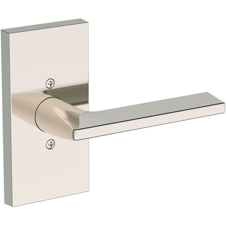 Baldwin Anaheim Hills Non-Turning One-Sided Dummy Door Lever with Contemporary 5" Rose from the Reserve Collection Lifetime Polished Nickel