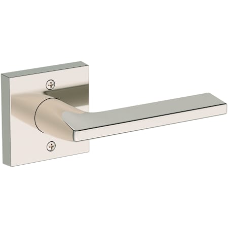 Baldwin Anaheim Hills Non-Turning One-Sided Dummy Door Lever with Contemporary Square Rose from the Reserve Collection Lifetime Polished Nickel