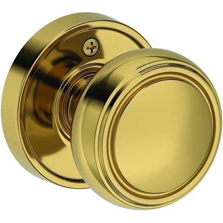 Baldwin Bremerton Non-Turning One-Sided Dummy Door Knob with Recessed Round Rose from the Reserve Collection Lifetime Polished Brass
