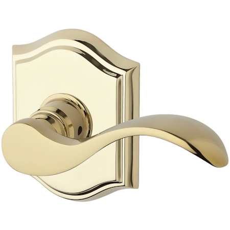 Baldwin Curve Right Handed Non-Turning One-Sided Dummy Door Lever with Arch Rose Lifetime Polished Brass