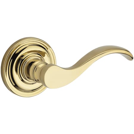 Baldwin Curve Non-Turning One-Sided Dummy Door Lever with Round Rose Lifetime Polished Brass
