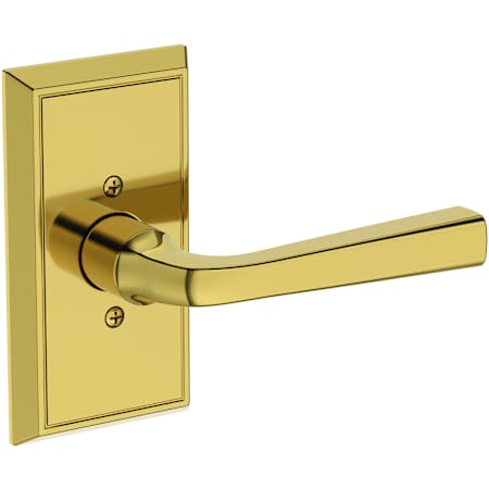 Baldwin Kingvale Non-Turning One-Sided Dummy Door Lever with Chamfered 5" Rose from the Reserve Collection Lifetime Polished Brass