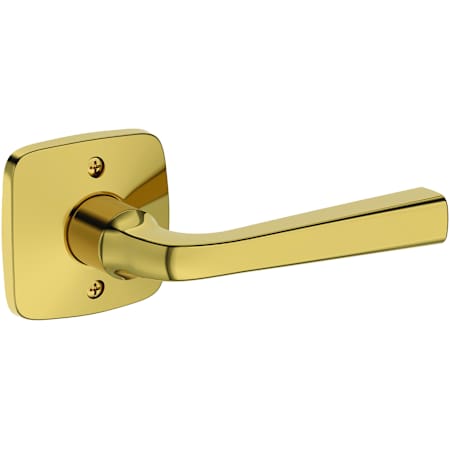 Baldwin Kingvale Non-Turning One-Sided Dummy Door Lever with Soft Square Rose from the Reserve Collection Lifetime Polished Brass
