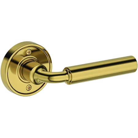 Baldwin La Conner Non-Turning One-Sided Dummy Door Lever with Recessed Round Rose from the Reserve Collection Lifetime Polished Brass