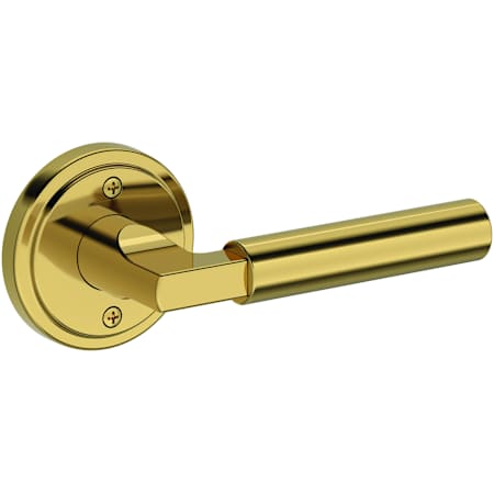 Baldwin Lake Forest Non-Turning One-Sided Dummy Door Lever with Stepped Round Rose from the Reserve Collection Lifetime Polished Brass