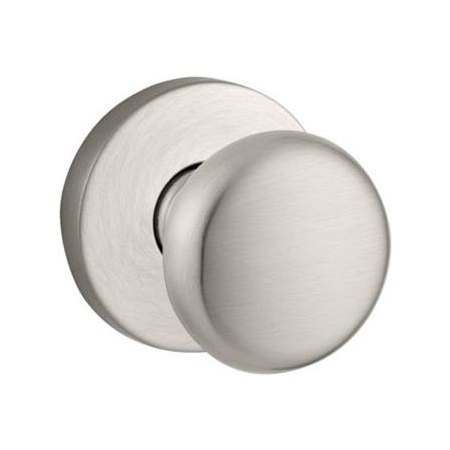 Baldwin Round Non-Turning One-Sided Surface Mount Dummy Door Knob with Round Rosette from the Reserve Collection Satin Nickel