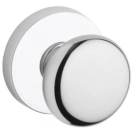 Baldwin Round Non-Turning One-Sided Surface Mount Dummy Door Knob with Round Rosette from the Reserve Collection Polished Chrome
