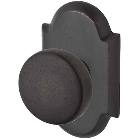 Baldwin Rustic Non-Turning One-Sided Surface Mount Dummy Door Knob with Arch Rosette from the Reserve Collection Dark Bronze
