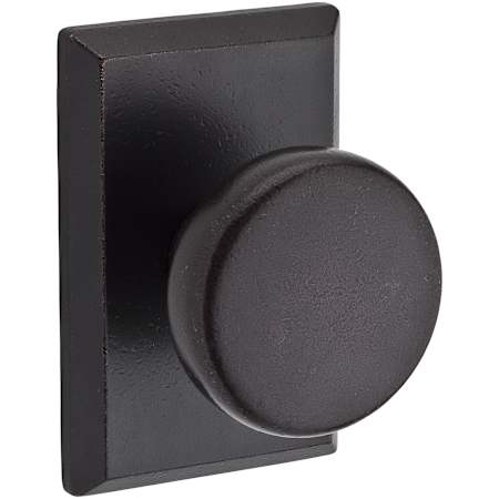 Baldwin Rustic Non-Turning One-Sided Surface Mount Dummy Door Knob with Square Rosette from the Reserve Collection Dark Bronze