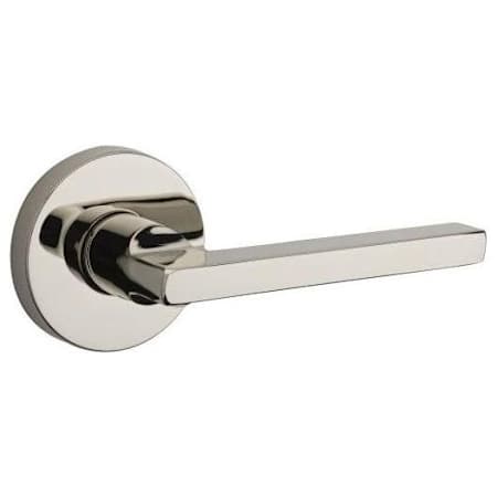 Baldwin Square Non-Turning One-Sided Dummy Door Lever with Round Rose Lifetime Polished Nickel