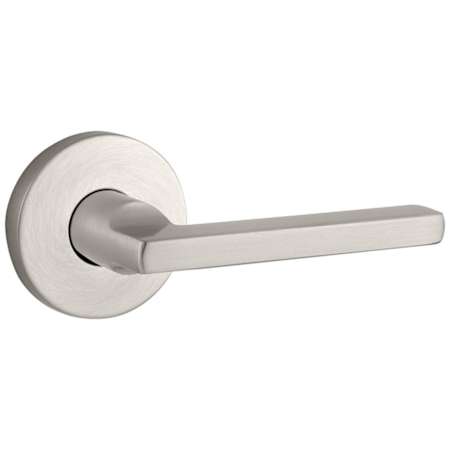 Baldwin Square Non-Turning One-Sided Dummy Door Lever with Round Rose Satin Nickel