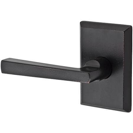 Baldwin Taper Left Handed Non-Turning One-Sided Surface Mount Dummy Door Lever with Square Rosette from the Reserve Collection Dark Bronze