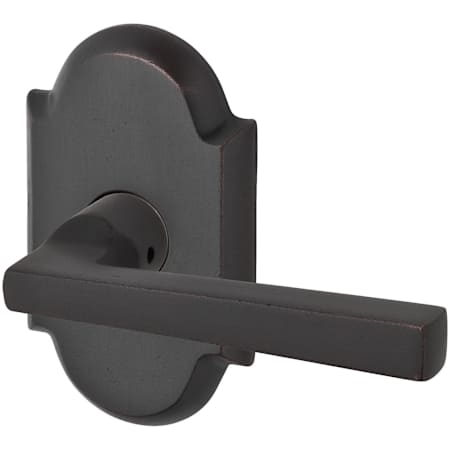 Baldwin Taper Non-Turning One-Sided Surface Mount Dummy Door Lever with Arch Rosette from the Reserve Collection Dark Bronze