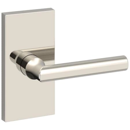 Baldwin Tube Non-Turning One-Sided Dummy Door Lever with 5 Inch Rectangle Rose from the Reserve Collection Lifetime Polished Nickel