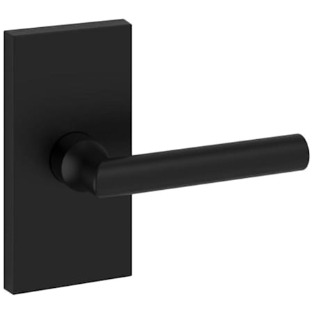 Baldwin Tube Non-Turning One-Sided Dummy Door Lever with 5 Inch Rectangle Rose from the Reserve Collection Satin Black