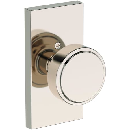 Baldwin Vashon Non-Turning One-Sided Dummy Door Knob with Contemporary 5" Rose from the Reserve Collection Lifetime Polished Nickel