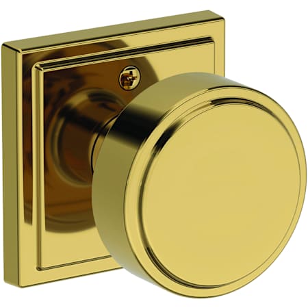 Baldwin Vashon Non-Turning One-Sided Dummy Door Knob with Stepped Square Rose from the Reserve Collection Lifetime Polished Brass