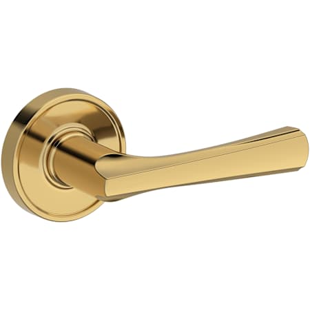 Baldwin Wyndcliff Non-Turning One-Sided Dummy Door Lever with Recessed Round Rose from the Reserve Collection Lifetime Polished Brass