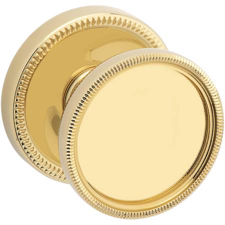Baldwin Coined and Knurled K013 Privacy Door Knob Set with 5076 Trim from the Estate Collection Lifetime Polished Brass