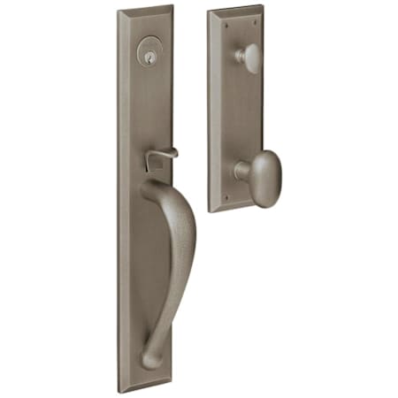Baldwin Cody Single Cylinder Mortise Entrance Handleset Trim Set with 5432 Estate Collection Knob Antique Nickel