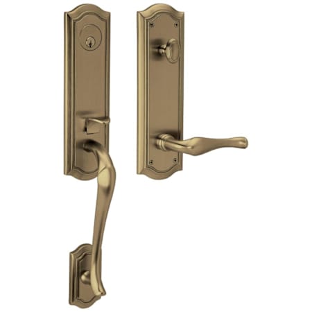 Baldwin Bethpage Left Hand Single Cylinder Mortise Entrance Handleset Trim Set with 5447 Lever from the Estate Collection Satin Brass and Black