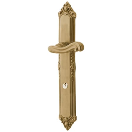 Baldwin Kensington Door Configuration 1 Half Inactive Half Passage Multi Point Trim Lever Set with European Cylinder Below Handle Vintage Brass